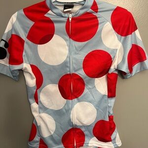 Red and White Polka Dot Cycling Jersey